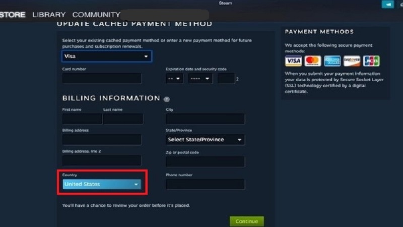 تغییر ریجن استیم-مرحله 5