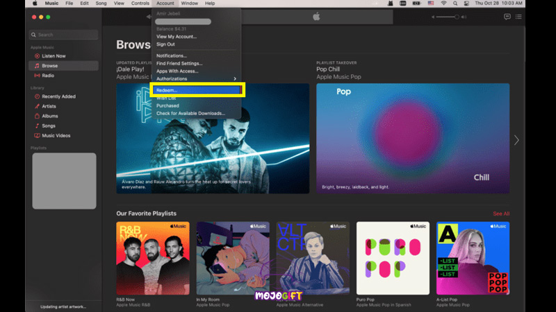 ردیم کد گیفت کارت آیتونز از طریق اپل موزیک یا آیتونز ویندوز