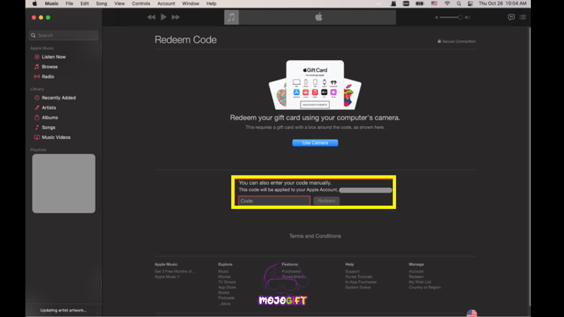 ردیم کد گیفت کارت آیتونز از طریق اپل موزیک