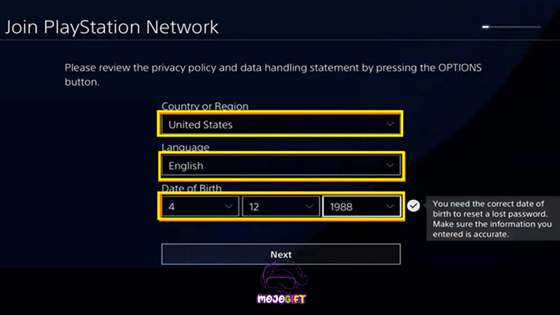آدرس در ساخت اکانت پلی استیشن 4